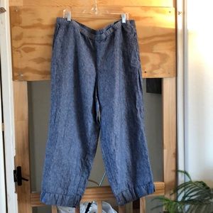 J jill navy marled linen cropped pants, Tall XL